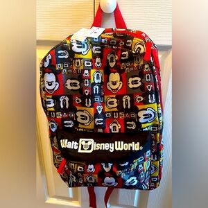 Vintage Walt Disney World Parks Mickey Pop Art Faces Backpack New.